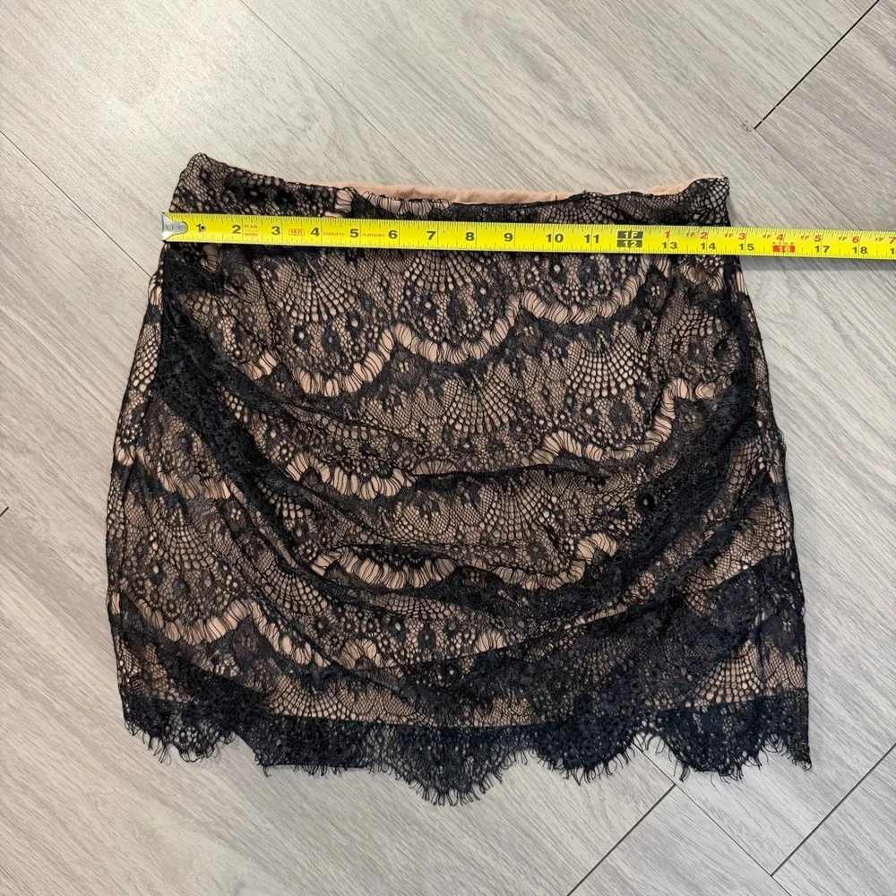 Free People, Zoey Lace Mini‎ Skirt, Black Lace Mesh Overlay | Women’s 4